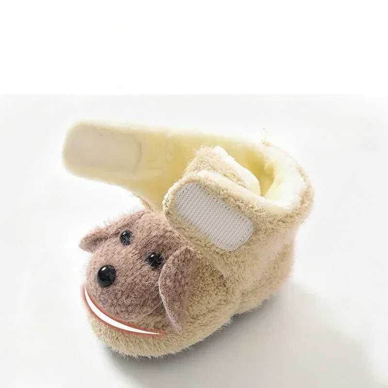 Autumn Cute Dog Anti slip Warm Thick Baby Walking Shoes Magic Buckle Newborn Baby Floor Soft Bottom First Step Walker M240827