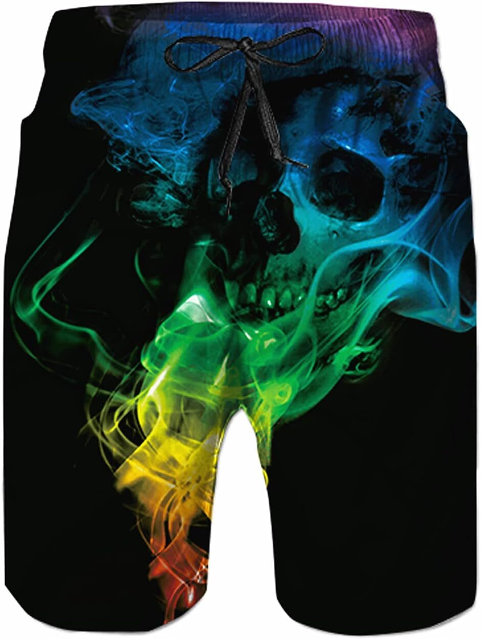 Mens Swim Trunks Summer 3D Printed Shorts Beach Pants Cool Quick Dry Board Bathing Suit With Side Pockets Mesh Lining XS-6XL