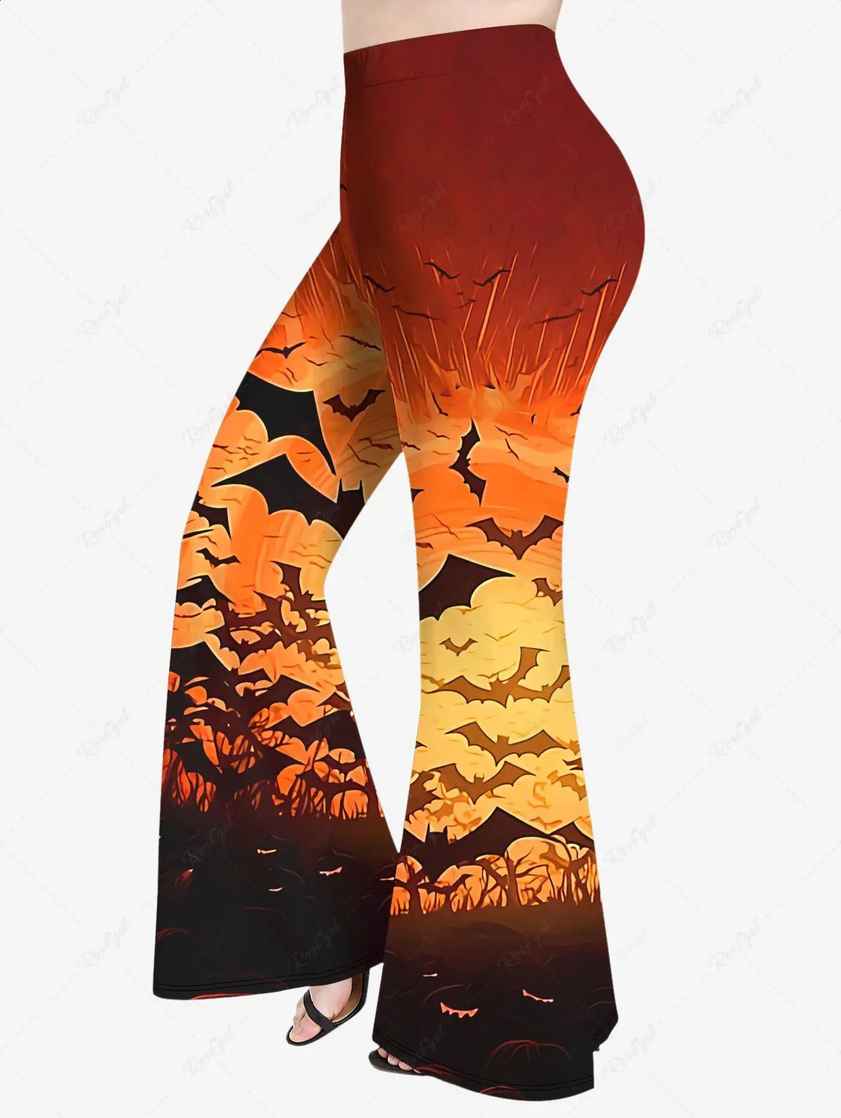 Autumn Halloween 3D Skeleton Rose Checkered Bird Pumpkin Bat Flame Printing 2-in-1 T-shirt or Flame Pants Daily Casual Set 240827