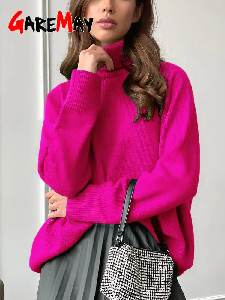 Womens oversized sweater turtle neck green retro latte skydiving womens winter thick knitted soft brown 240826