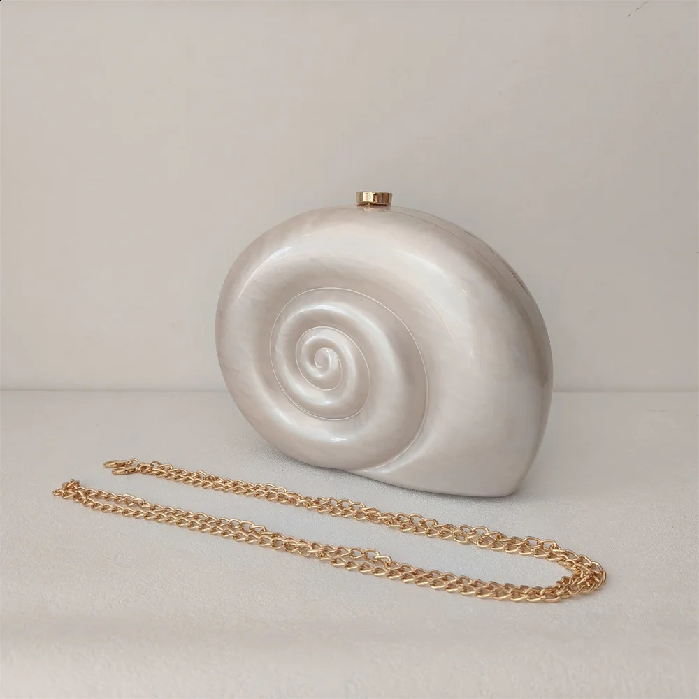 Original Shell Field Snail Shape Acrylic Box Clutches Female Women Shoulder Messenger Handbag And Purse Evening Lady Beach Purse 240907