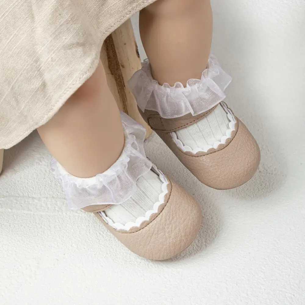 Baby shoes cute baby girls first walking rubber sole anti slip and breathable comfortable and soft baby solid color shoes 0-18M M240827