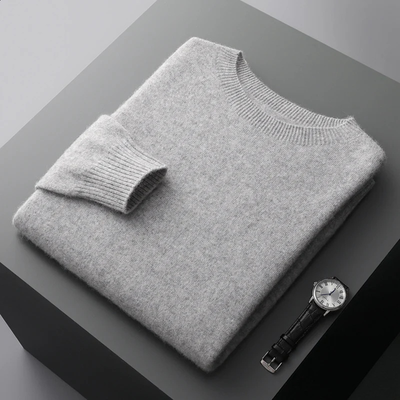 Autumn And Winter Cashmere Mens Semi-Turtleneck Wool Knitted Bottoming Shirt Sweater Thickened And Warm 240826