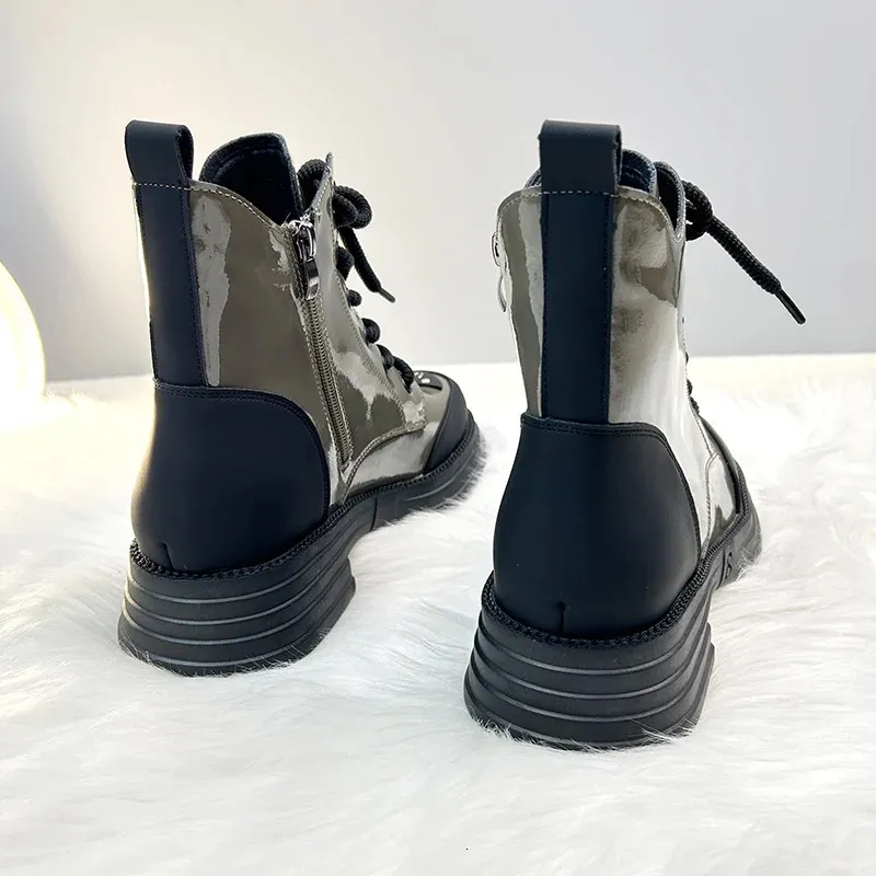 New Winter 2024 Ankle Round Toe Lace-up Short Womens Platform Designer Knight Boots Women Shoes 240613