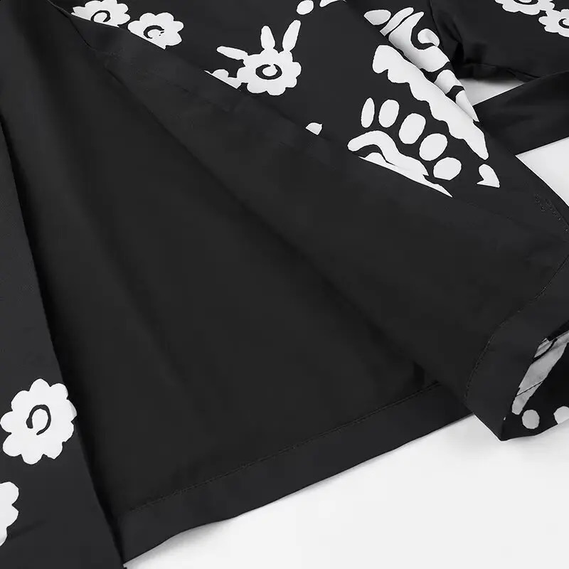 Belt floral print jacket for women Y2k loose elegant long sleeved womens dress zipper fashionable sweet cool ultra-thin jacket 240827
