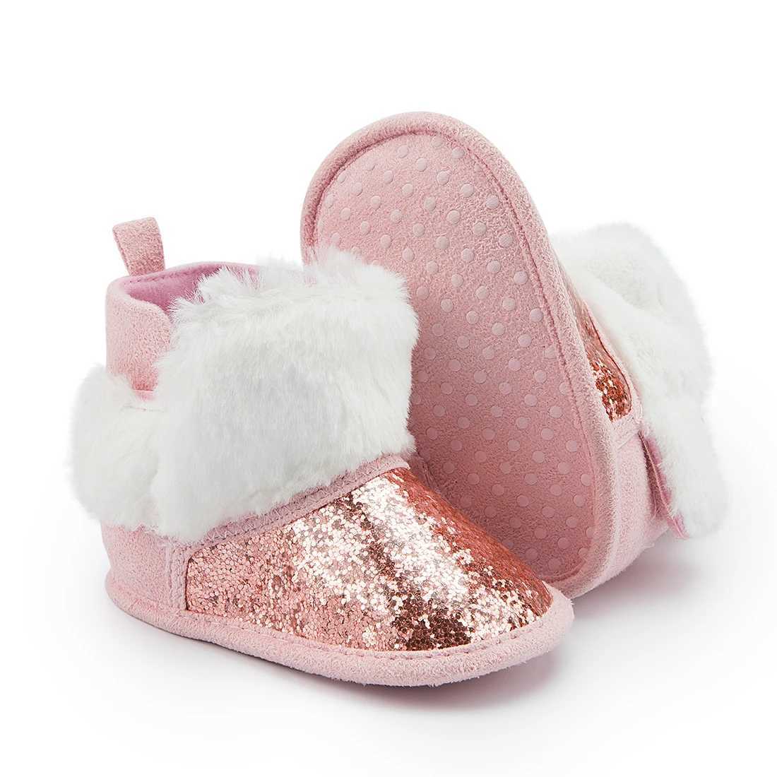 KIDSUN newborn baby boots winter warmth for girls and boys baby soft soled fur snow boots 0-18M M240827