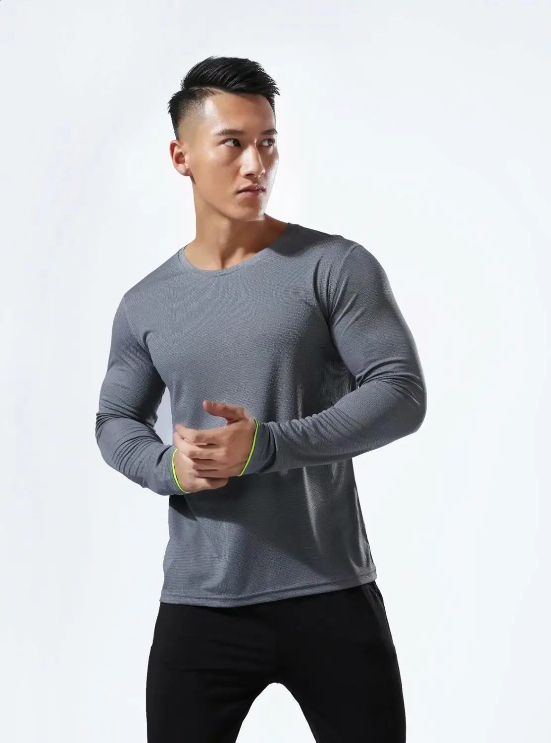 Long sleeved sportswear mens fitness Tshirt gym dry running fast drying compression shirt sports top 240827