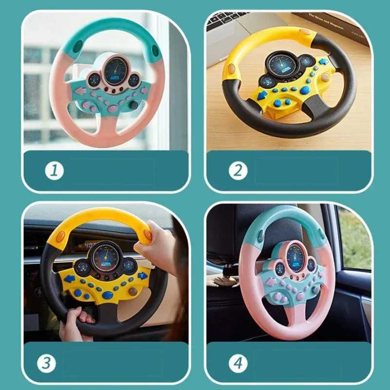 Childrens rear seat steering wheel simulation driving steering wheel toy with lights music kindergarten toy pretend driving toy gift W240827