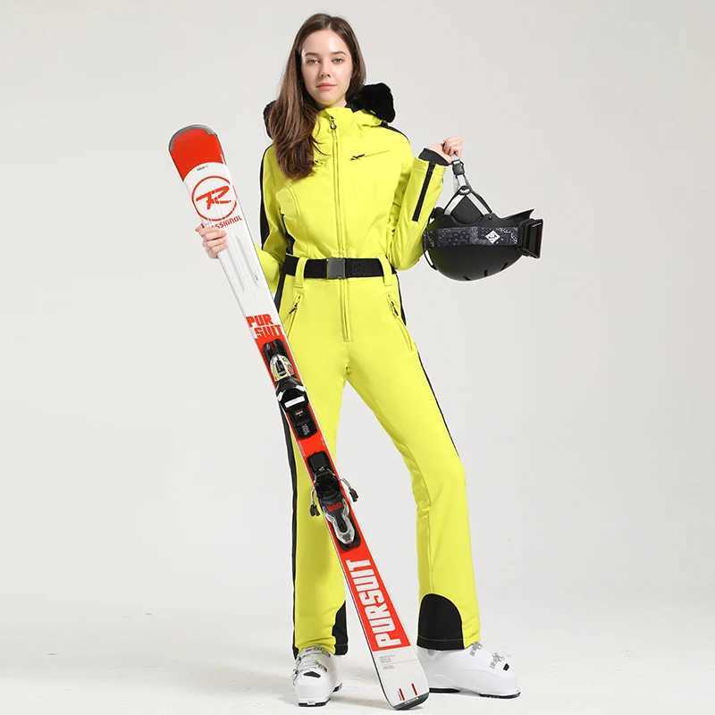 Skiing Suits Winter Women Jumpsuit One Piece Ski Suit Thermal Thicken Waterproof Windproof Outdoor Sport Wear for Snowboard Mountain New H240826