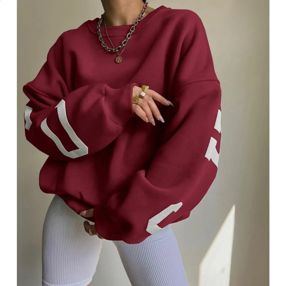 Casual Letter Printed Long Sleeve Pullover Hoodies Sweatshirt Aesthetic Women Clothing Tops Hoodie Highstreet Sweatshirts 240827