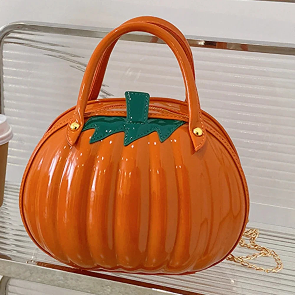 Womens pumpkin shaped handbag Versatile creative shoulder bag fashionable and adorable multifunctional waterproof Halloween 240827