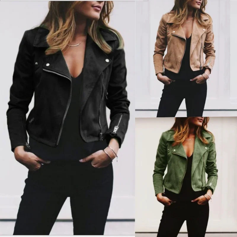Suede cut jacket for womens Ultraman winter collar zipper jacket slim fit casual streetwear womens jacket 240827