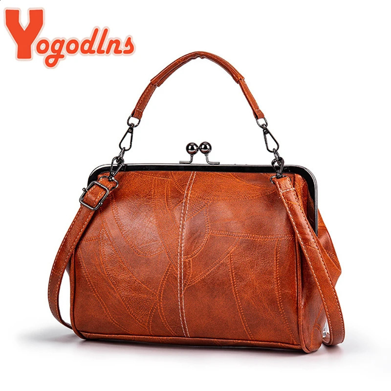 Yogodlns Vintage Clip Hand Bag For Women Soft Leather Shoulder Fashion s Evening Wallet Shopping Crossbody Bolso 240827
