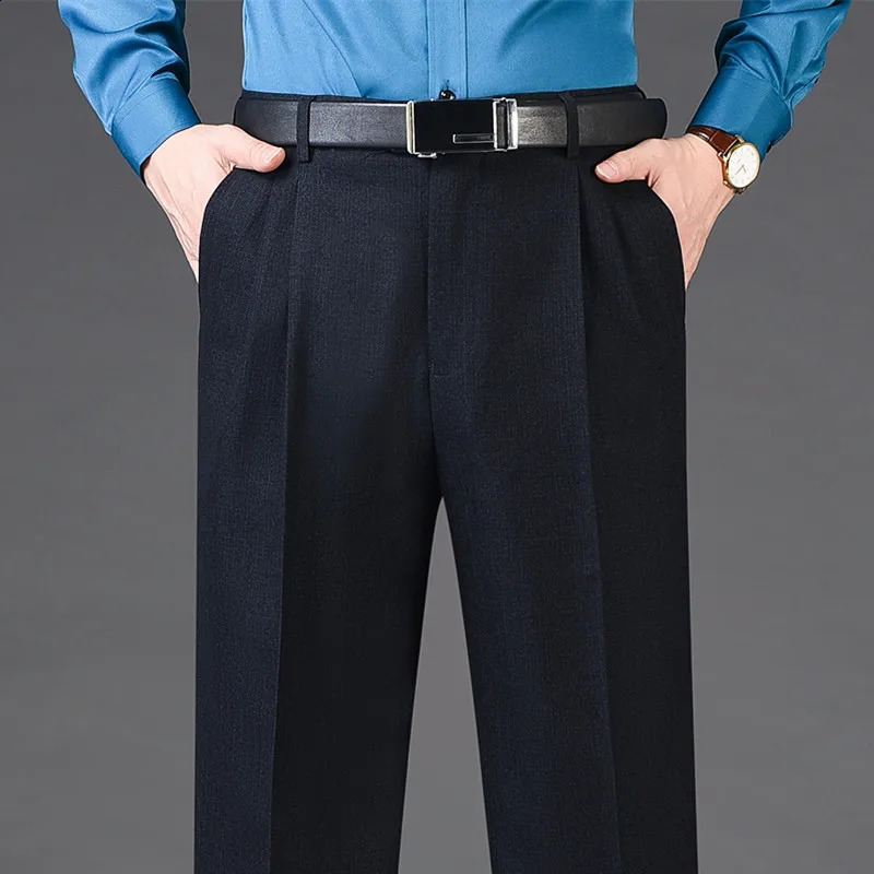 High Waist Wool Cashmere Suit Pants Men Double Pleated Winter Autumn Dress Trousers for Male Formal Business Size 29-50 52 54 56 240827