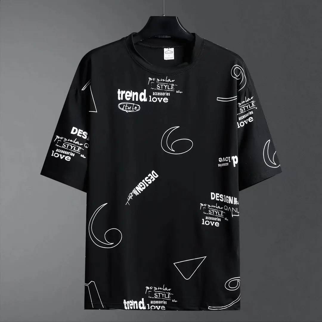 Summer tshirt shorts 2-piece set white tracksuit mens letter printing retro streetwear creative pattern mens short suit set 240827