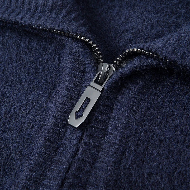 Men Cashmere Sweater for Warm Comfort Knitted Long Sleeved O-neck Zipper Pullover Alpaca Sweater Male 240826