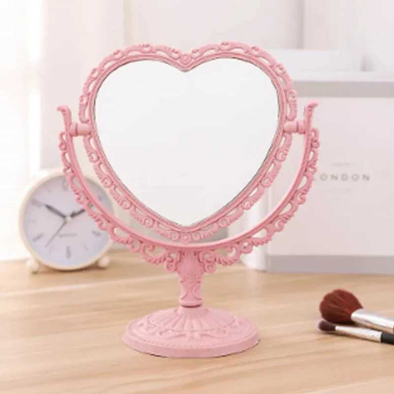 Desktop Makeup Mirror Heart Shape Makeup Vanity Portable Double-side Vanity Mirror Hand Mirror Cosmetic Compact Mirror For WomenXJ241213