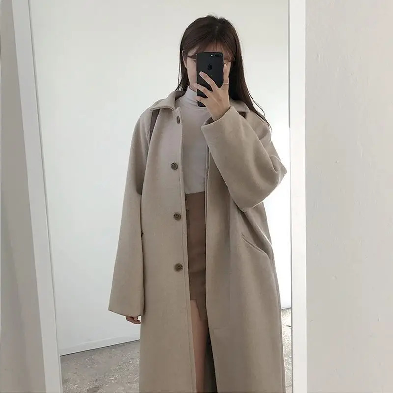 Black long coat womens thick winter Korean shorts velvet medium wool parkour wrapped autumn 240826