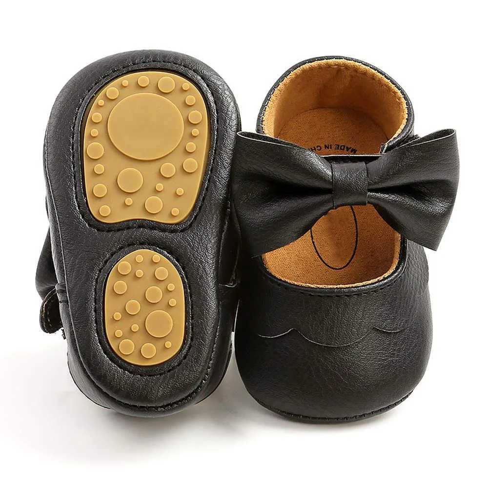 Baby Girl Mary Jane Apartment with bow tie bow tie anti slip toddler first mover princess dress shoes M240827