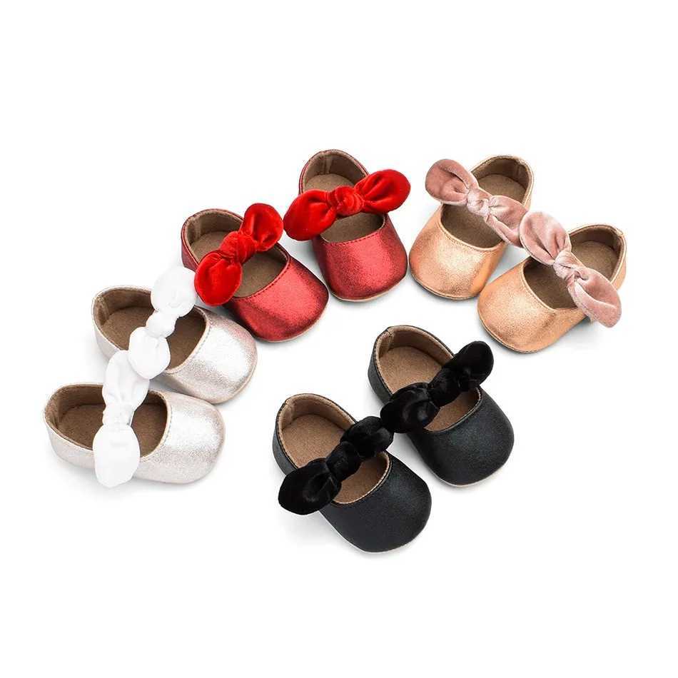 Girl Moccasins baby skate on princess bow knot baby shoes childrens anti slip spring autumn PU leather sports shoes newborn skate 0-12M M240827