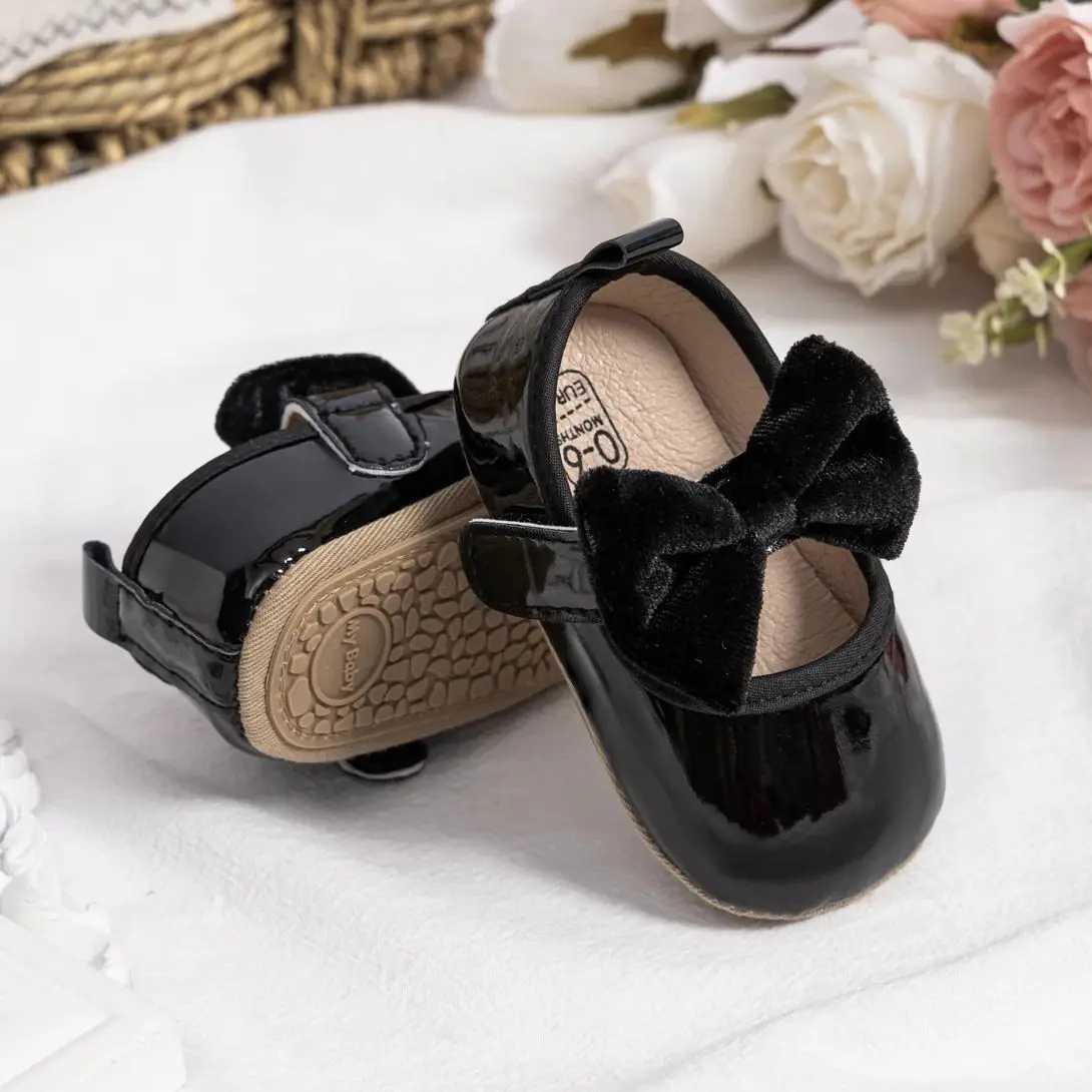 KIDSUN new baby girl shoes butterfly wedding dress shoes first step non slip rubber sole baby crib shoes M240827