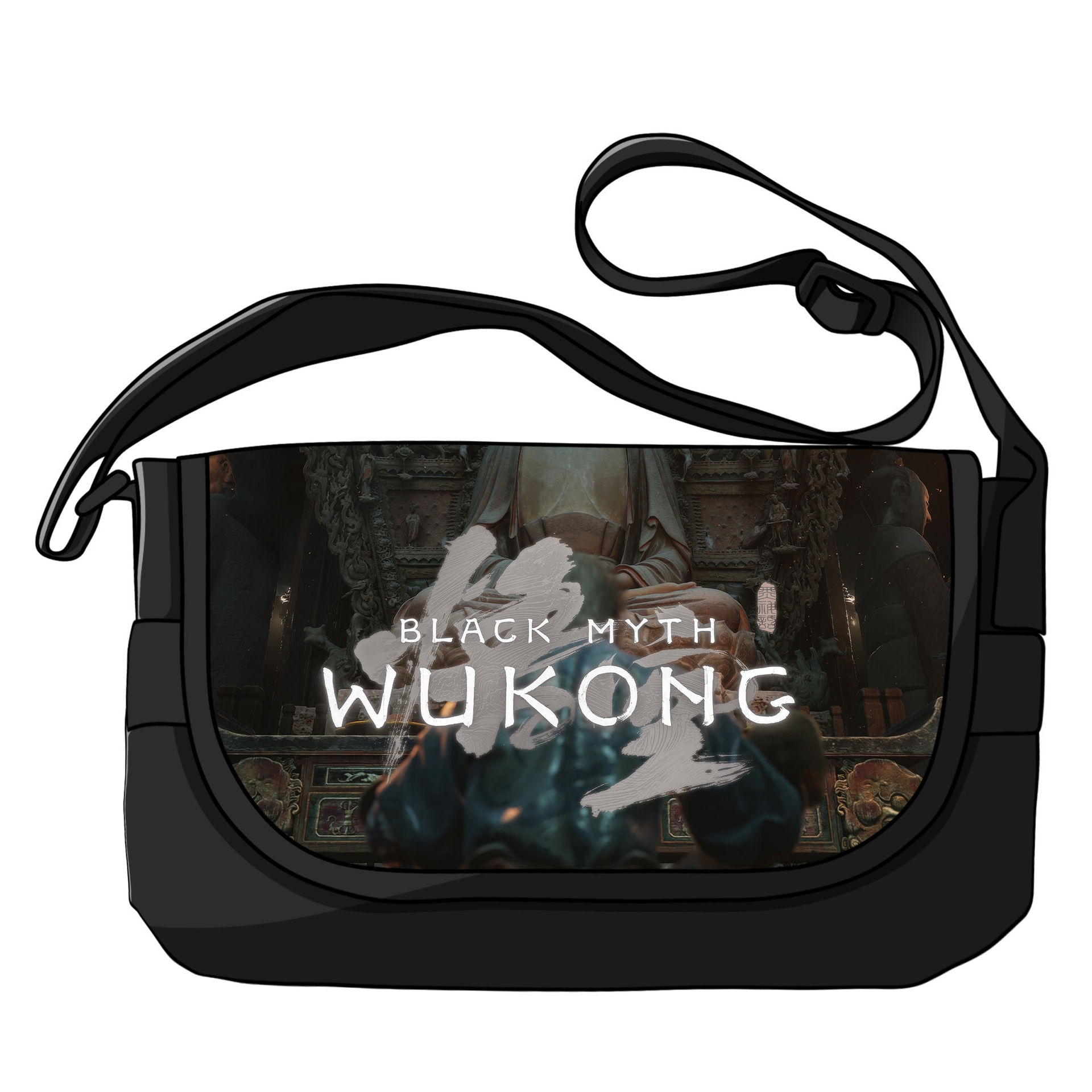 Domestic 3A Black myth Wukong printed shoulder transnational fashion with Chinese style large capacity crossbody canvas bag