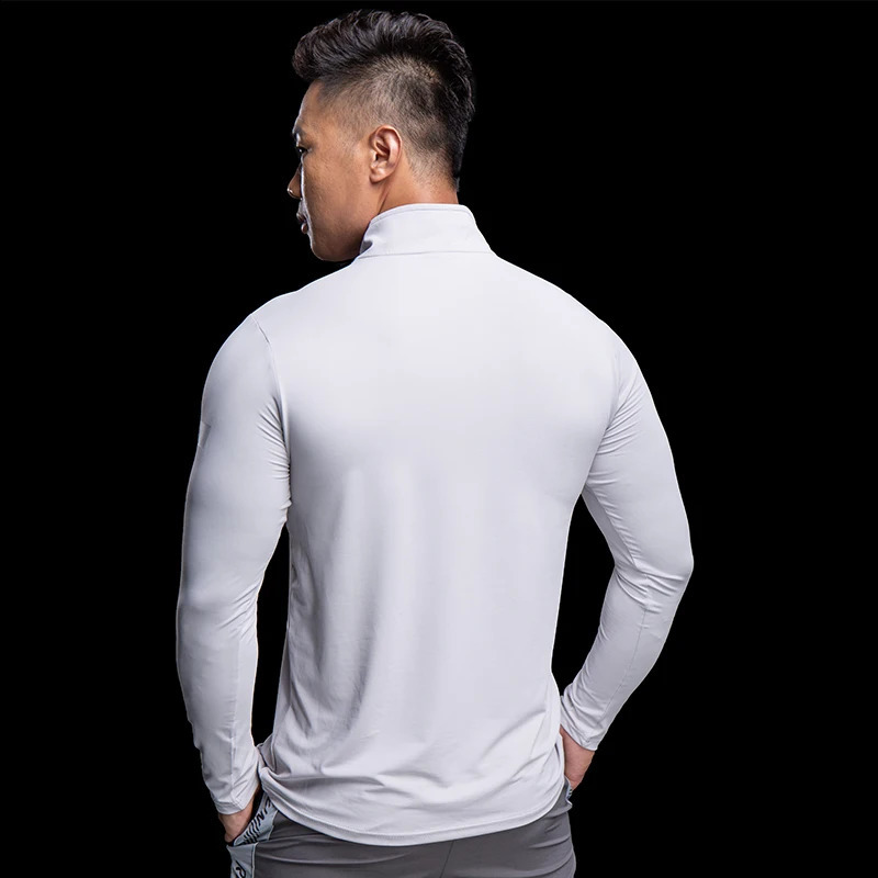 Running long sleeved Tshirt mens fitness slimming exercise fast drying elastic zipper gym training 240827