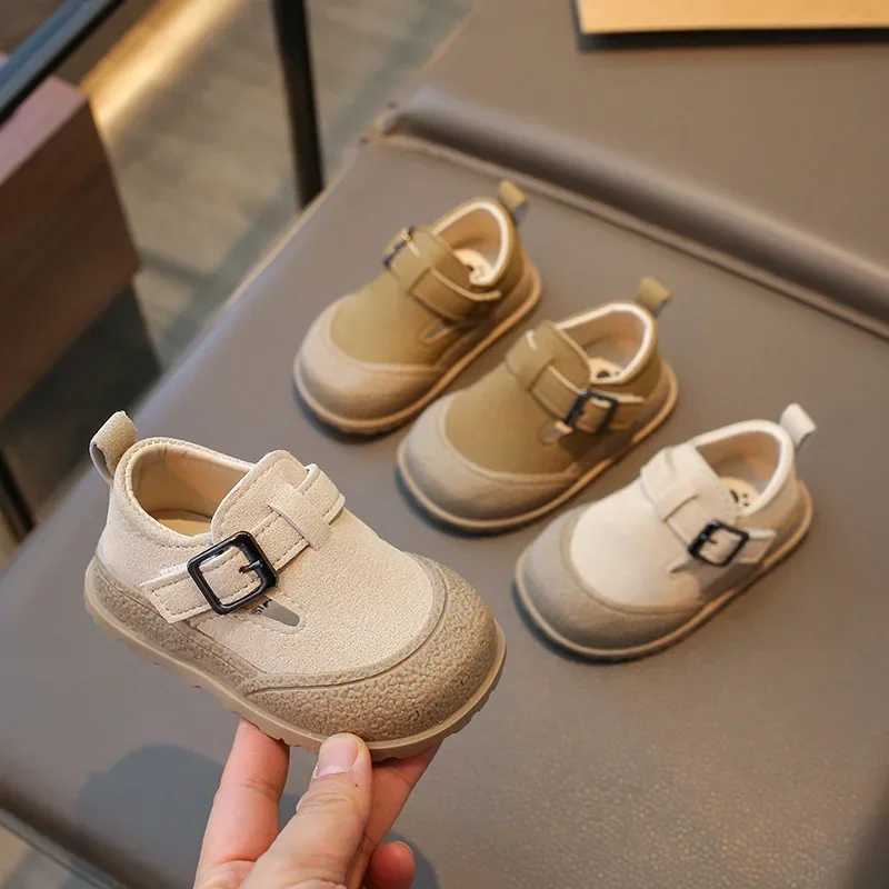 New Boys and Girls Casual Shoes Childrens Fashion Buckle Round Toe British Style Loafers Childrens Neutral Shoes Baby First Step Walker M240827
