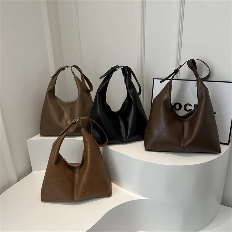 Korean Fashion Womens Handbag with Large Capacity Crossbody Bag Simple Leisure Commuting PU Leather Single Shoulder Tote y240826