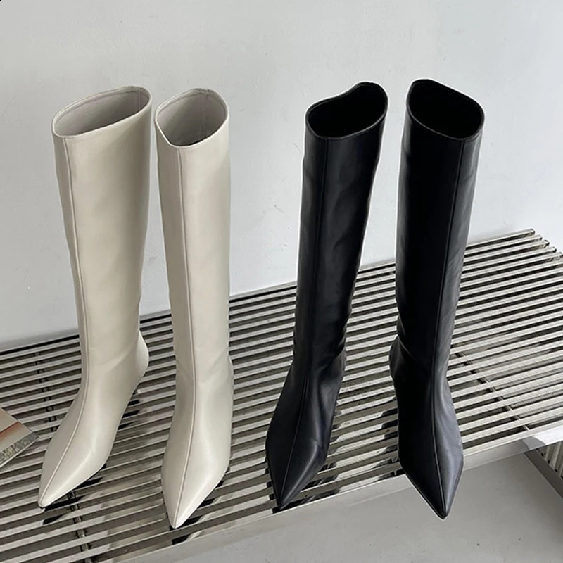Eilyken Spring Autumn Comfortable Point Toe Womens Knee High Boots High Quality Skating Boots Casual Dress Womens Shoes 240827