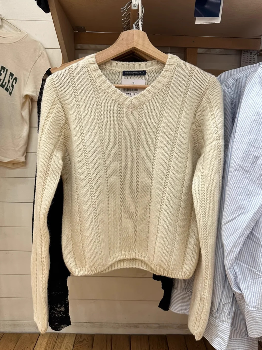 Beige Knitted Thick Warm Sweater Womens Autumn Sweet Vneck Long Sleeve Handle Y2k Top Harajuku Cute Cotton 240826