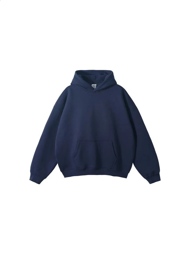 Solid Color 100% Cotton Hoodies Autumn Winter Baggy Sports Outwear Plush Oversized Hooded Sweater for Men and Womens 240826