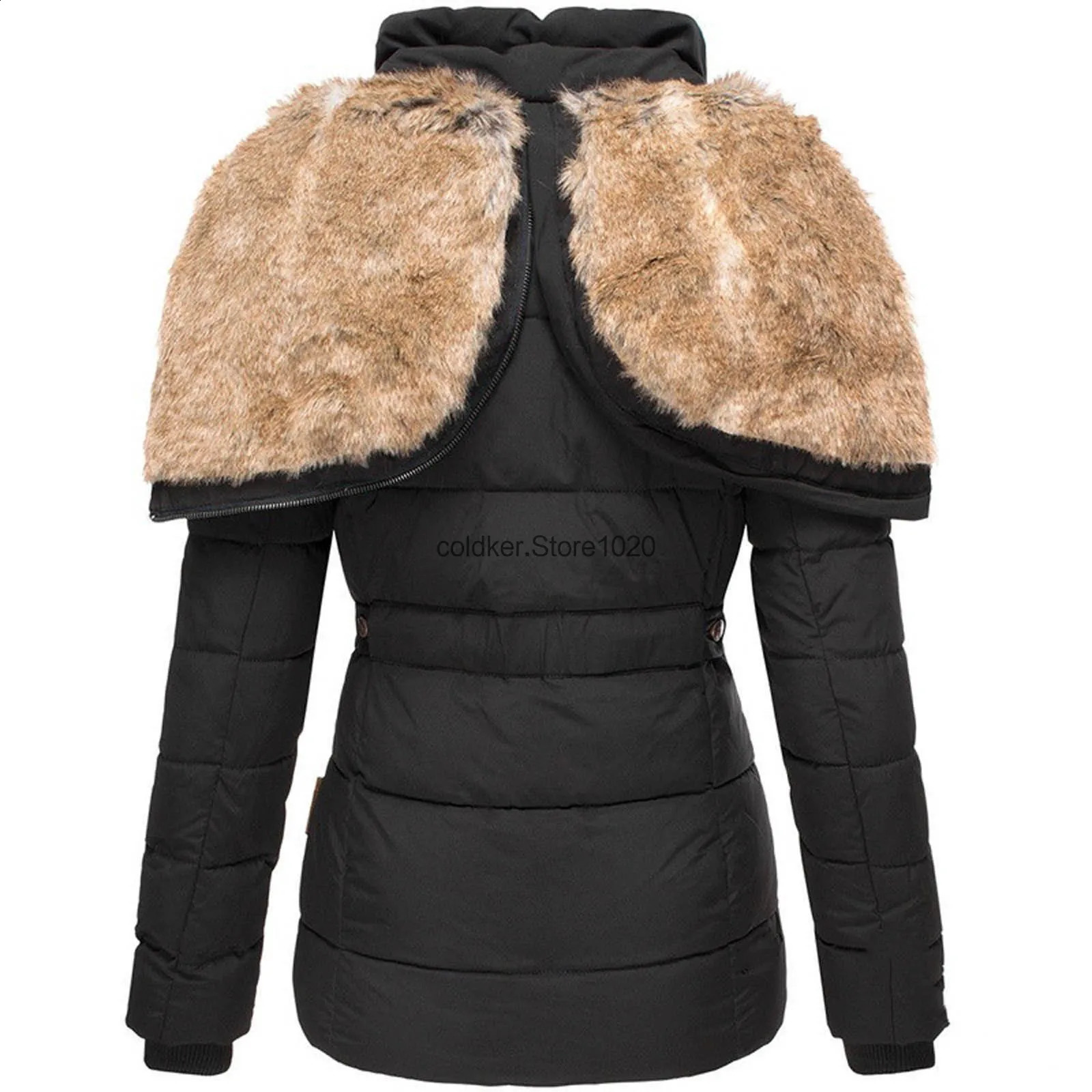Womens autumn and winter jacket warm solid plush jacket buttons long ditch windproof cover Parka down jacket 240826