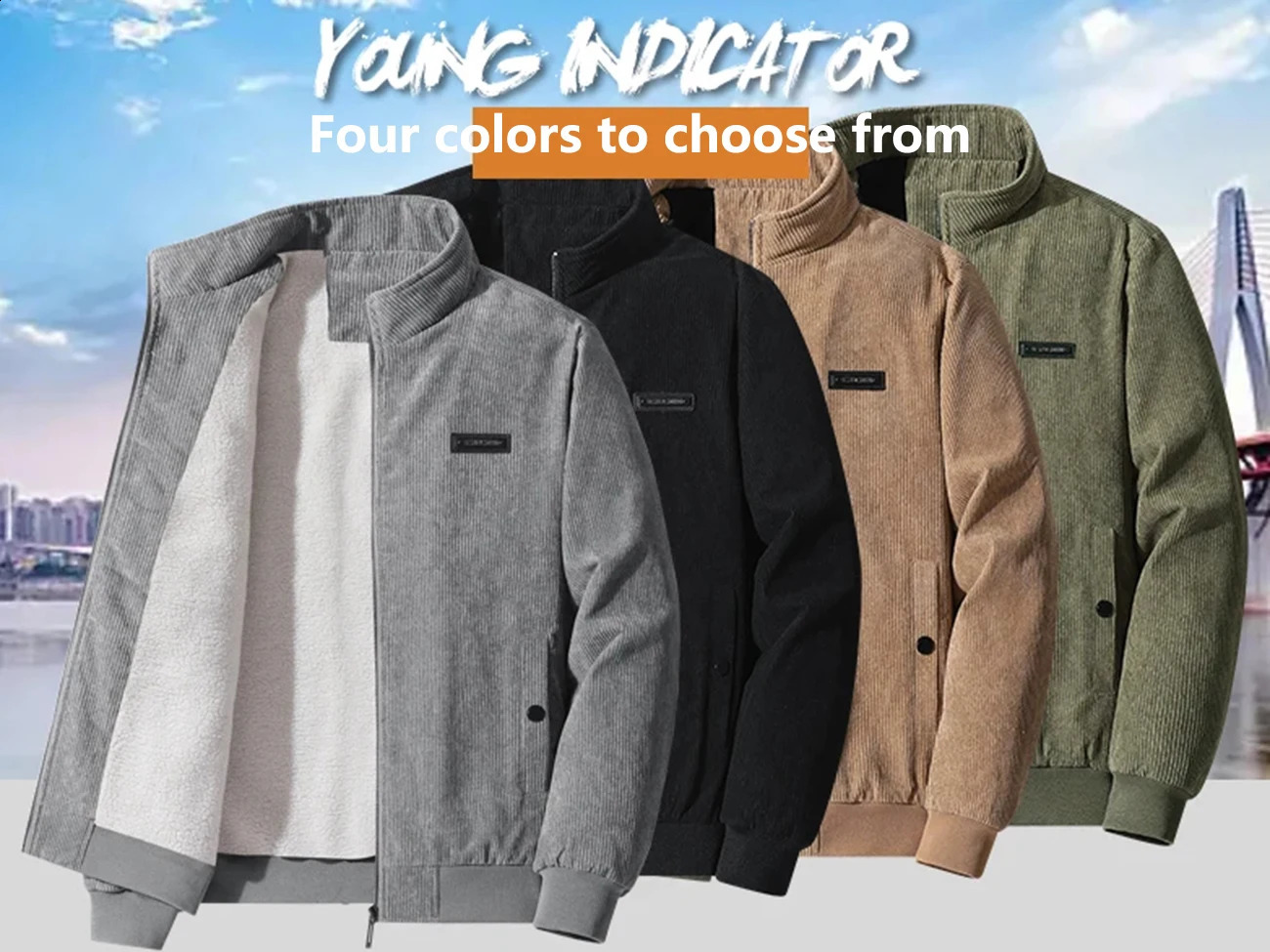 Cotton-Padded Mens Jacket Fashion Corduroy Padded Jacket Thick Coat Lamb Fleece Jacket Fleece Winter Coat 240826