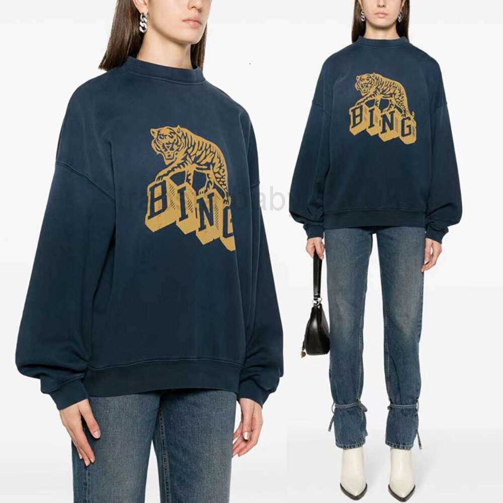Womens Sweatshirts 23 winter new niche AB tiger BING printed stir fried color wash spray monkey womens fleece hoodie