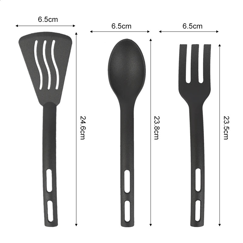Utensils set service cooking kitchen utensils spoon silicone spatula portable camping plastic slotted 240826