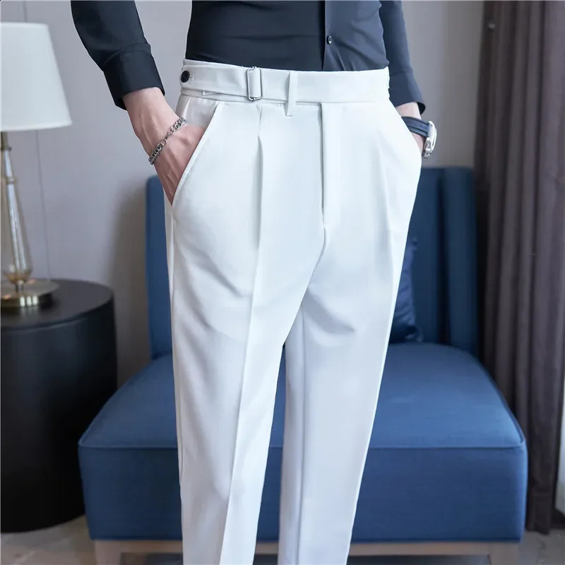 Men Suit Pants Trousers Autumn British Style Stretch Slim Formal Pantalone Hombre Solid Casual Dress Pants Men Clothing 240827