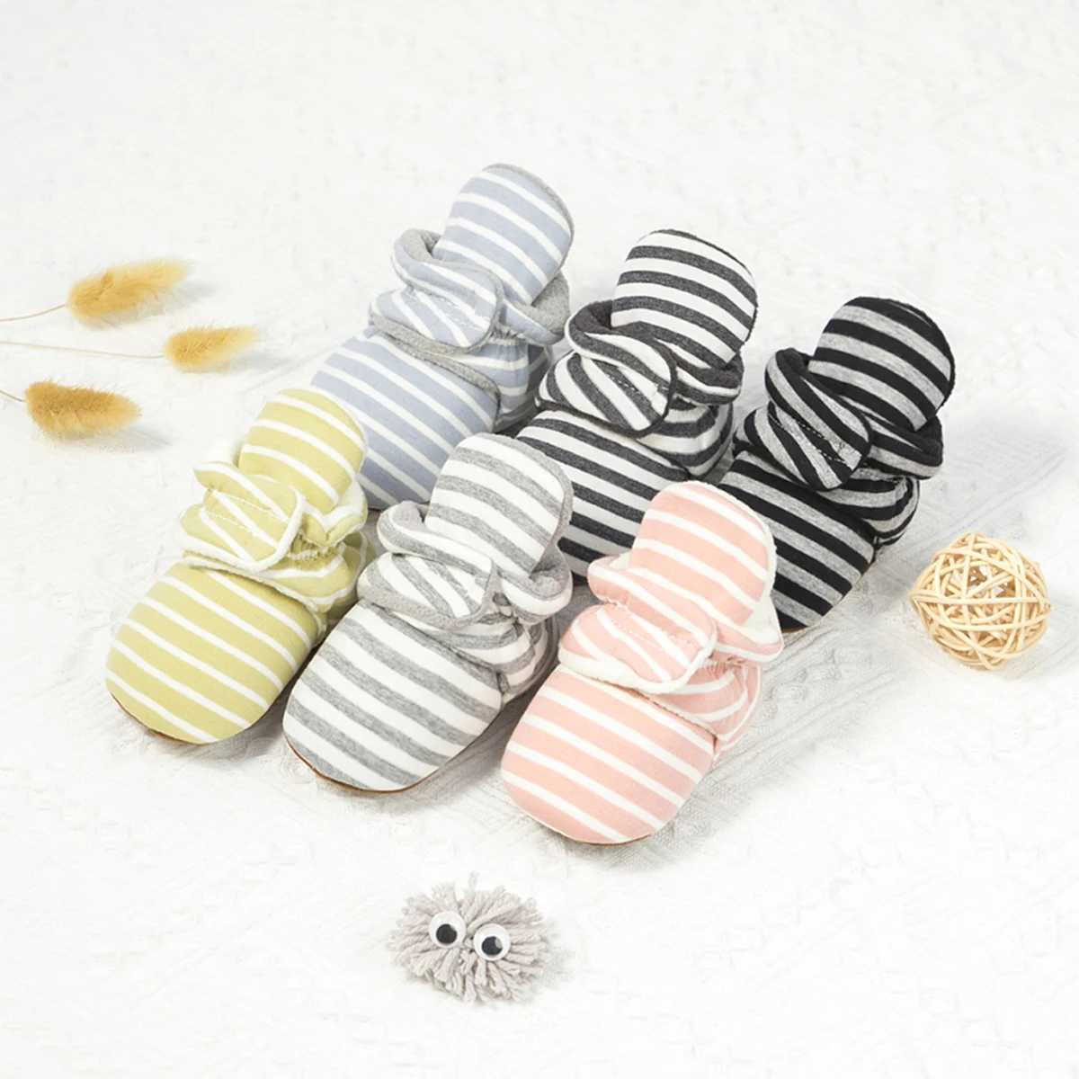 KIDSUN Baby Socks Knitted Multi colored Striped Anti slip Winter Baby Boys and Girls Shoes Cotton First Step Walker Newborn Baby Socks M240827