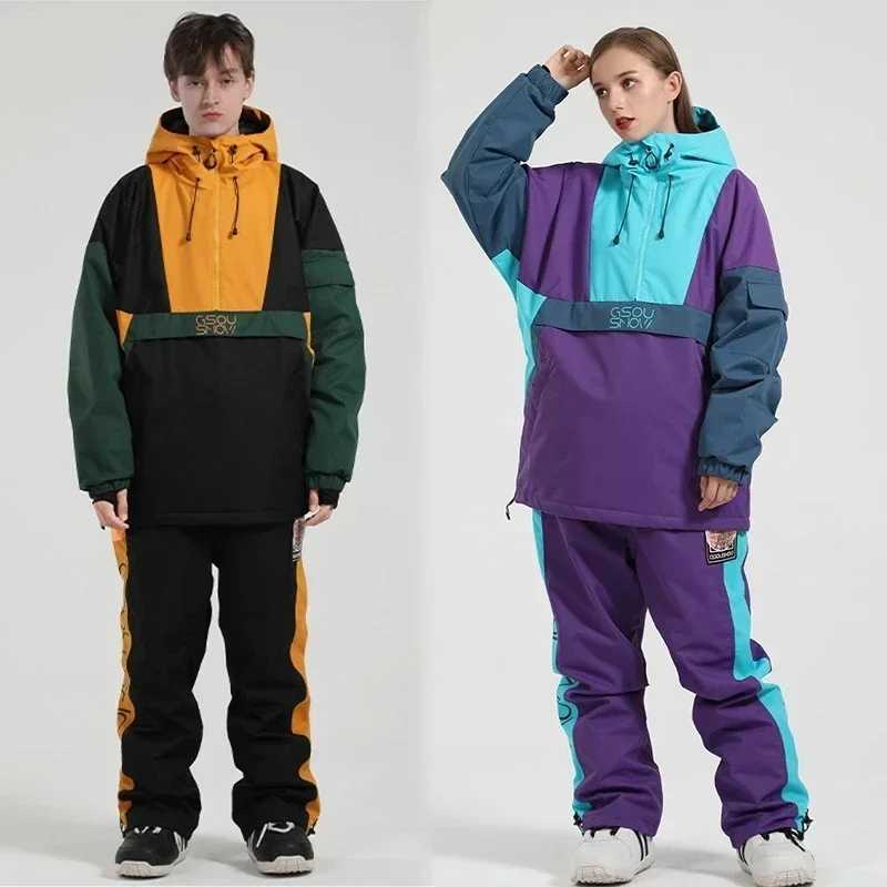Skiing Suits New Winter Ski Suit Women Overalls Outdoor Snowboarding Jacket Men Thickened Warm Skiing Set Wind Proof Waterproof Snow Pants H240826
