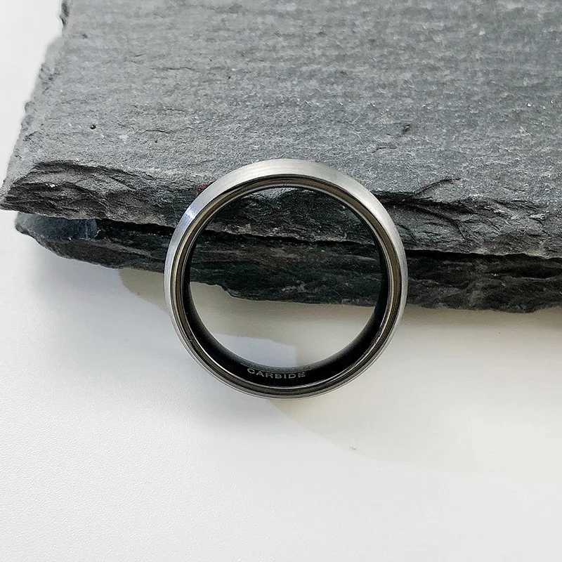 Tungsten mens ring pure gray 6mm brushed dome wedding ring mens anniversary jewelry W240826