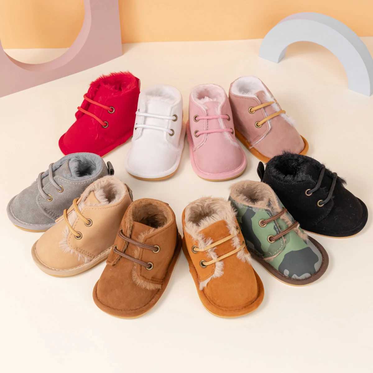 KIDSUN newborn baby snow boots winter warm wool stockings soft shoes rubber anti slip toddler first step walking board shoes M240827