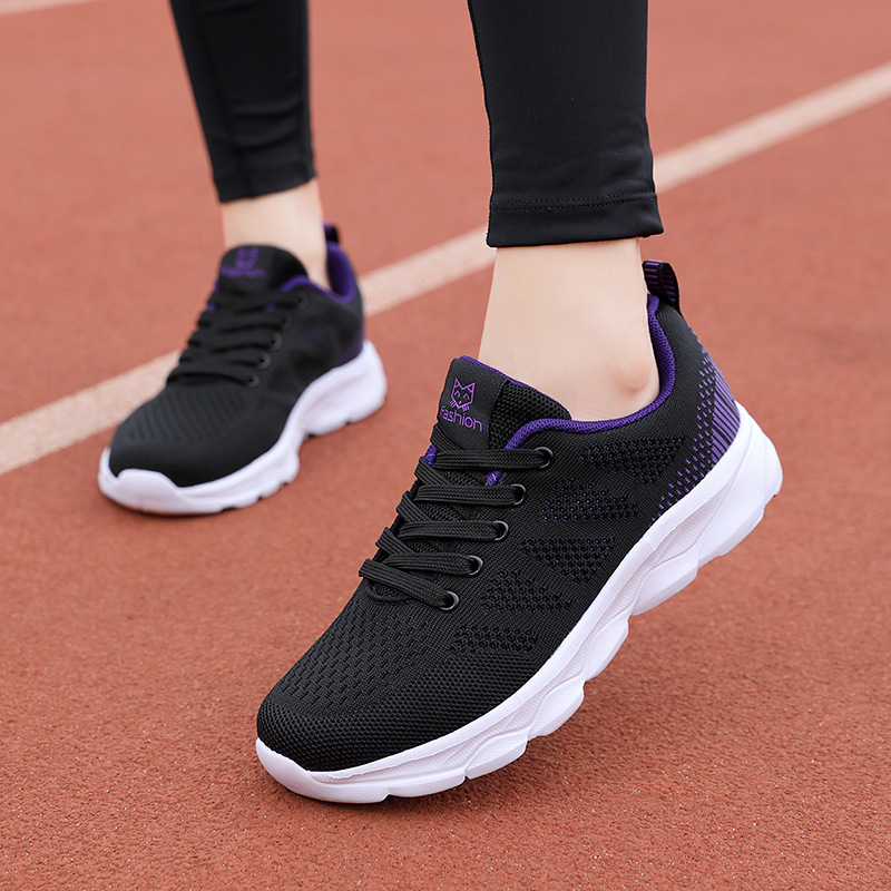 Chunky Comfort Sneakers - Breathable Mesh Upper, Low Top Design, Solid Color, Cushioned Insoles, Slip-Resistant Outsoles, Comfortable Fit for Womens F