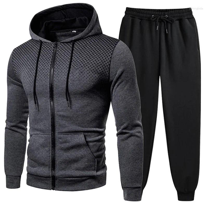 Mens Tracksuits 2024 Mens Clothing Men Sets Hoodie Set Zipper Sweatshirt Casual Sport Sweatpants Man Sweat Suit Running