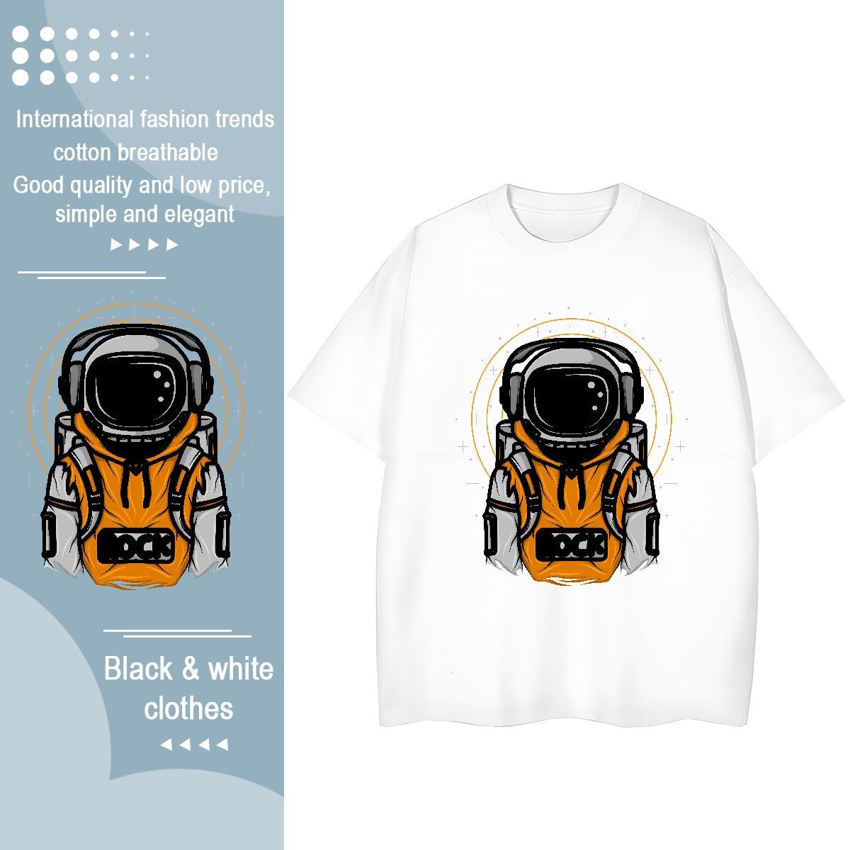 Designer Women Tees 230g 100% Cotton cosmonaut Casual Beach T-Shirts Crew Neck Breathable Oversized L-4XL Top Tees