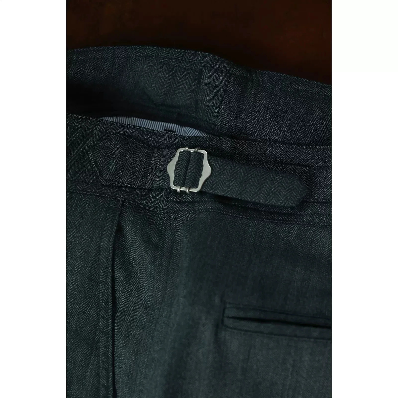 Second order lightweight wool Naples pants with herringbone pattern mens pleated casual pants 240828