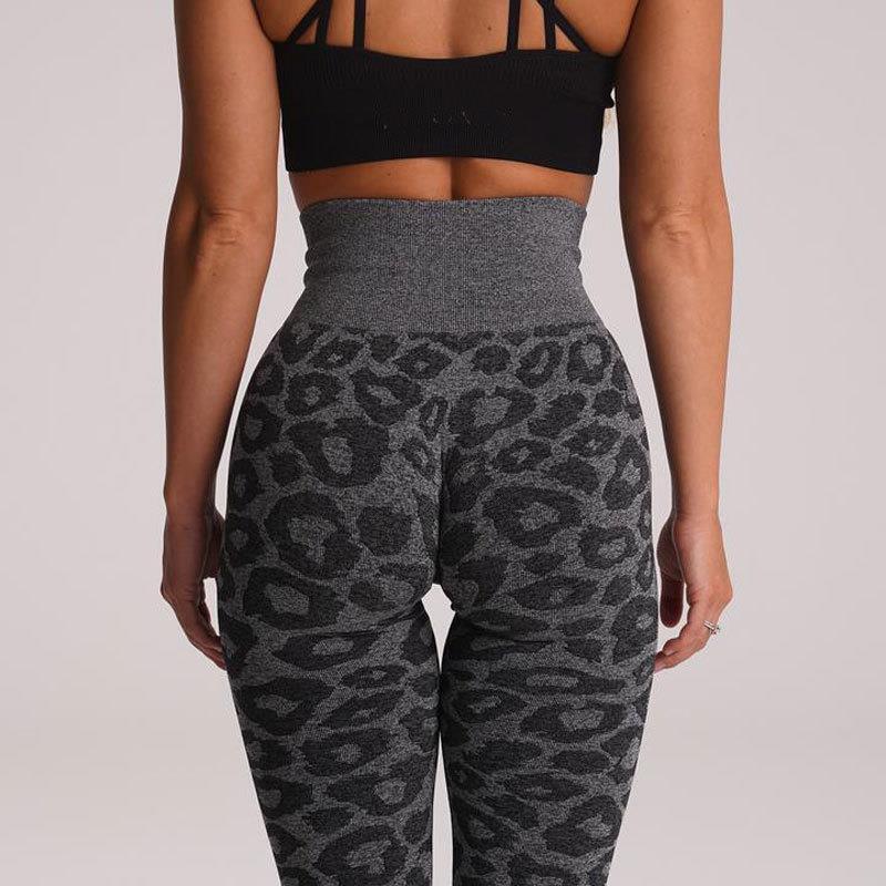 Snowflake leopard cropped with hip lifting animal print outdoor sports seamless yoga pants