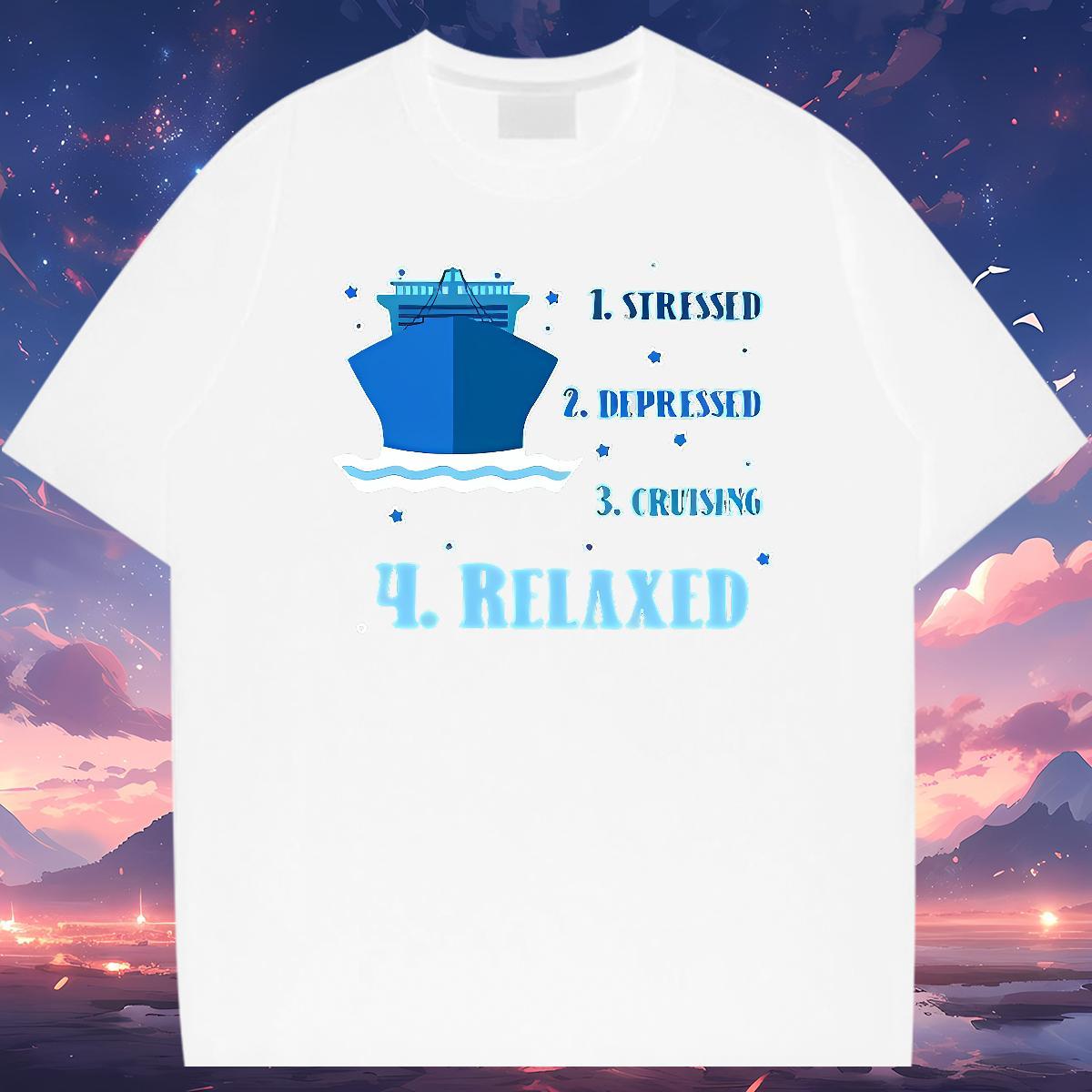 New Mens T Shirts Street wear Hip Hop Free Shipping Tshirt for Man Woman Tops Shirt Custom Cartoon Short Sleeve O-Neck cruise ship 230g 100% Cotton