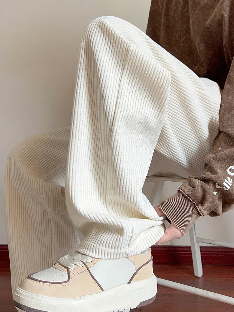 Mens Corduroy High Weight Drape Feeling Versatile Casual Straight Leg Pants Suitable for Daily Travel 240828