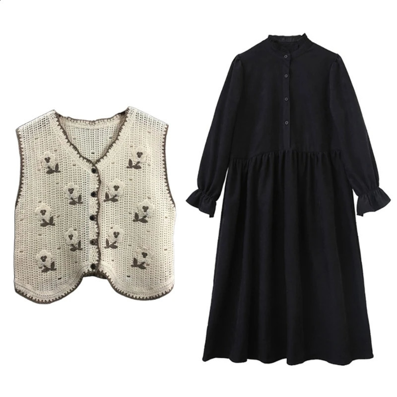 Bohemian womens crochet knitted vest with fancy pattern sleeveless V-neck cardigan N7YD 240828