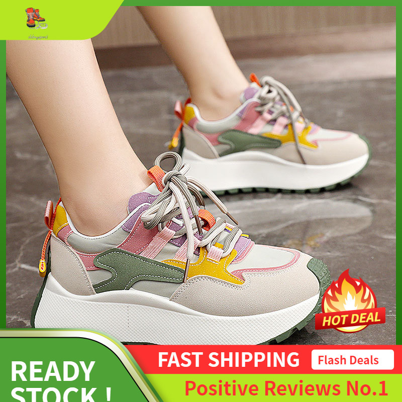Ddmysports BN New Dad For Women In Summer And Autumn Height Increasing Casual Breathable Thick Soled Color Blocked Versatile Travel Shoes OUTDOOR